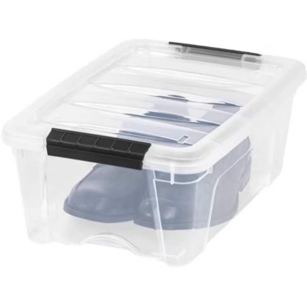 IRIS 12.95 Qt. Plastic Storage Bin with Lid, Stackable Storage Containers, Tote