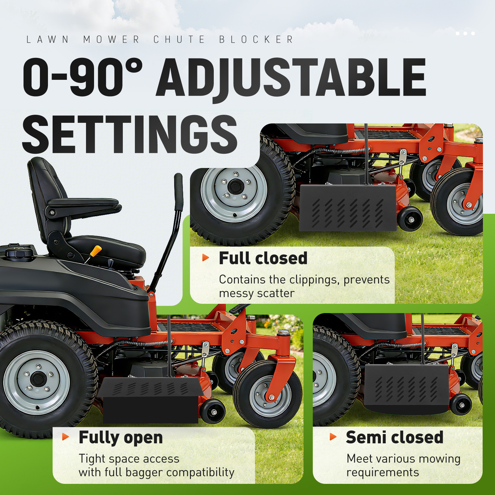 Chute Blocker For ZT Mowers Toro #ACS6000ULS 088-6003-00 w/Mounting hardware