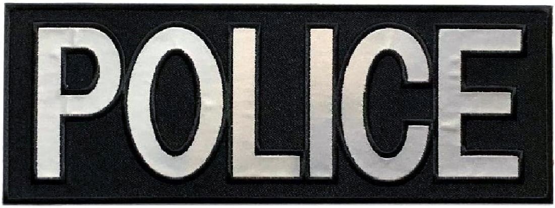 REFLECTIVE POLICE FRONT BACK PANEL LAW ENFORCEMENT LEO PATCH | 2PC HOOK BACK