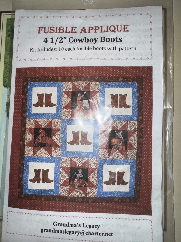Fusable  appliqué cowboy boot quilt pattern