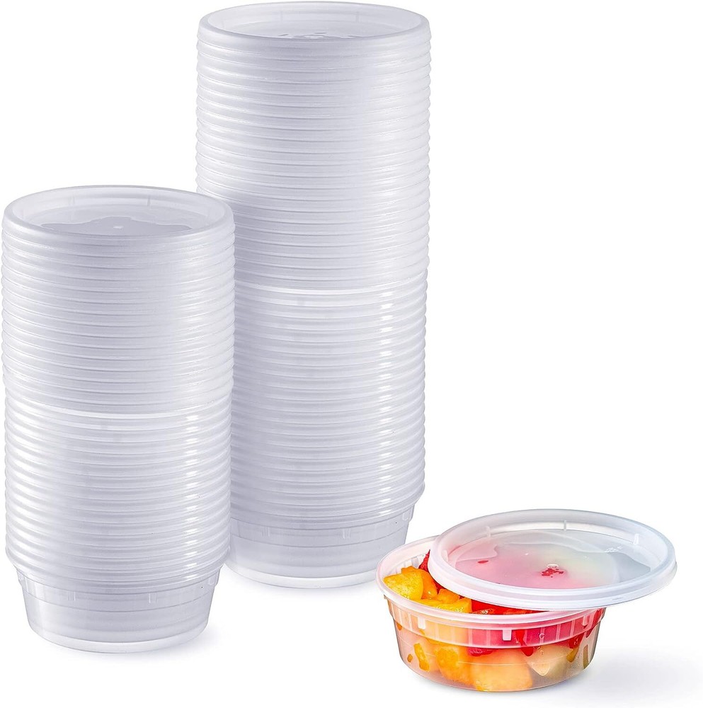8 oz. Microwavable Translucent Plastic Deli Container and Lid Combo Pack