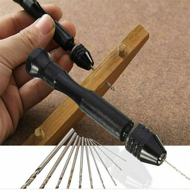 49X Mini Micro Hand Drill Bits Set Manual drill pin vise chuck DIY Tool Set