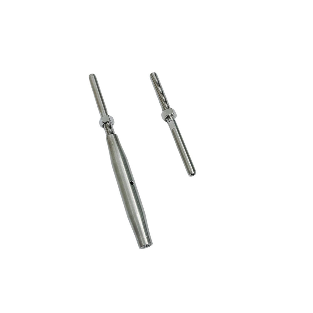 3/8" Thread Swage Stud & Stud Pipe Turnbuckle 1/4" Cable Stainless Steel