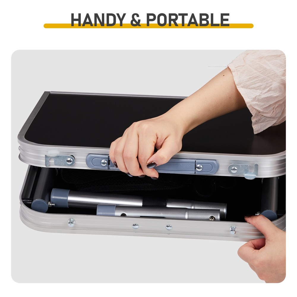 Small Aluminum Foldable Lightweight Patio Side Table with Carry Handle