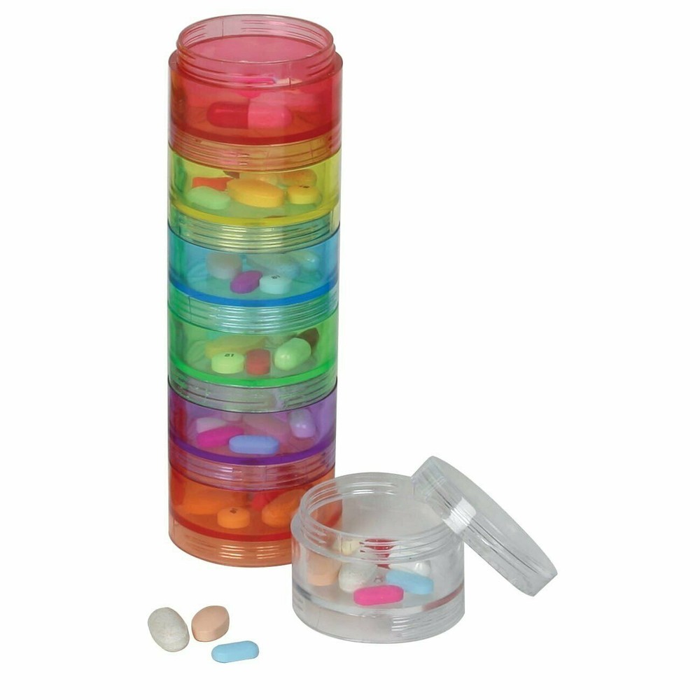 Ezy Dose Weekly Pill Planner Stackable and Detachable Unit Multi-Colored 1 Count