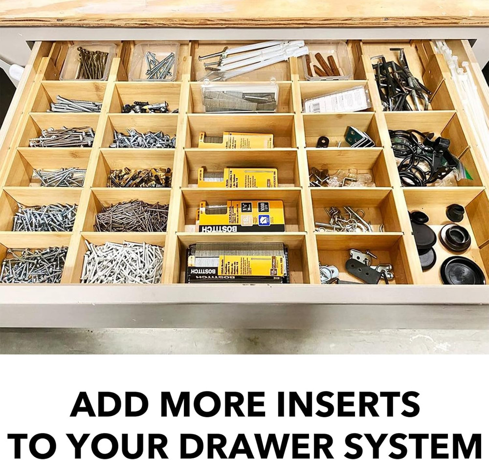 Bamboo Drawer Dividers Inserts, 3 Sizes, 9 Pack