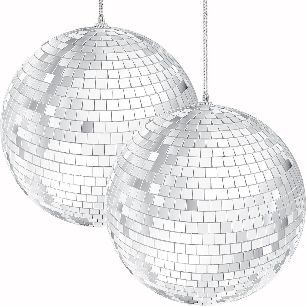 Mirror Disco Ball 4" Inch 4-Pack, Silver Hanging Ball with Attached String fo...