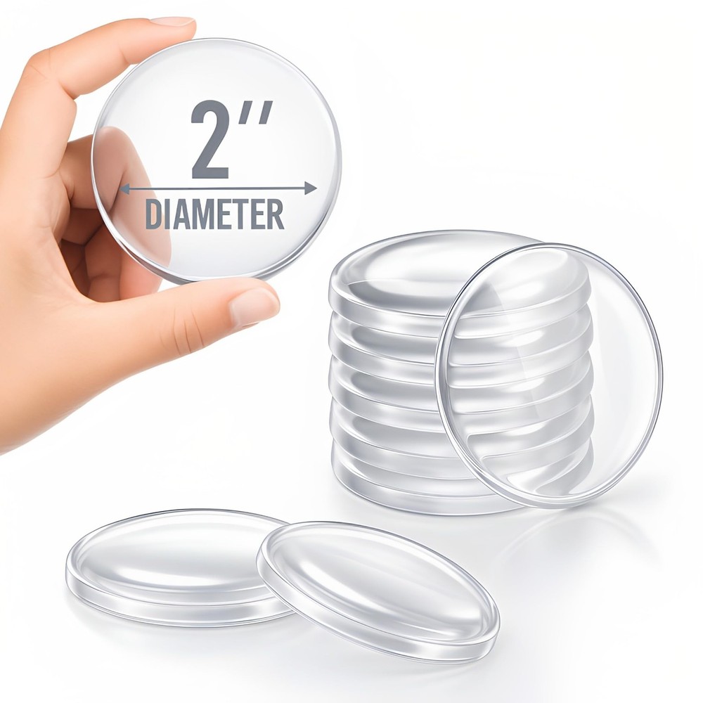 Strongest Door Stoppers for Wall 2" (8 Pack) - Self Medium Pack), Clear