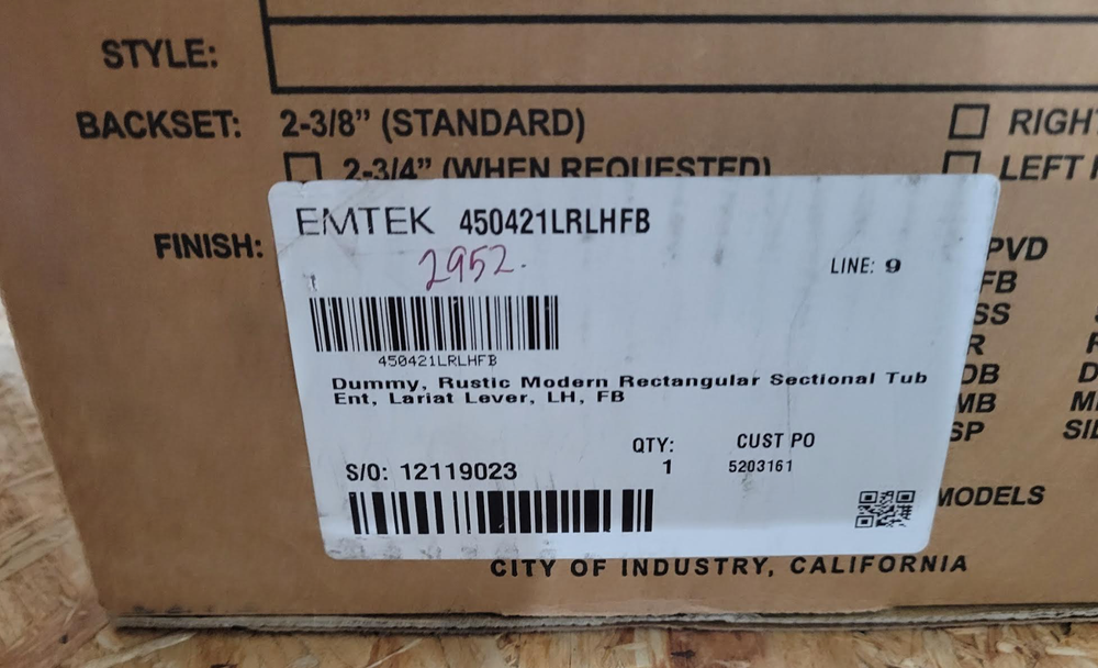 Emtek 450421FB Rustic Rectangular Sectional Dummy Handleset - Flat Black Bronze