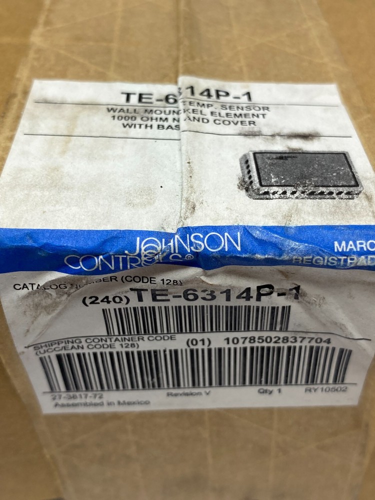Johnson Controls TE-6314P-1 Wall Mount Temperature Sensor 1000Ohm Nickel Element