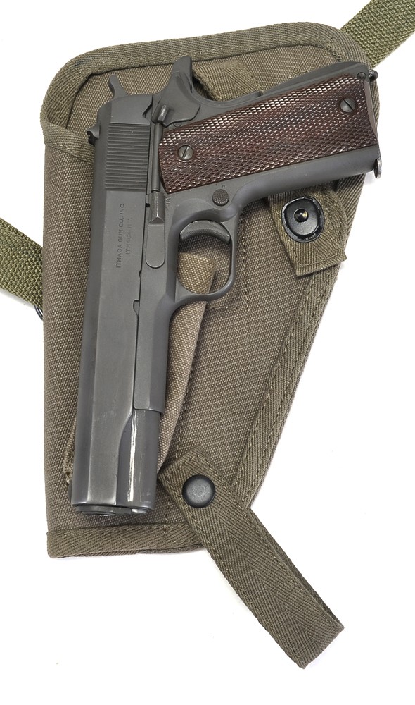 US WW2 M3 OD Canvas Colt 1911 .45 Tanker Shoulder Holster Magazine Pouch LEFT