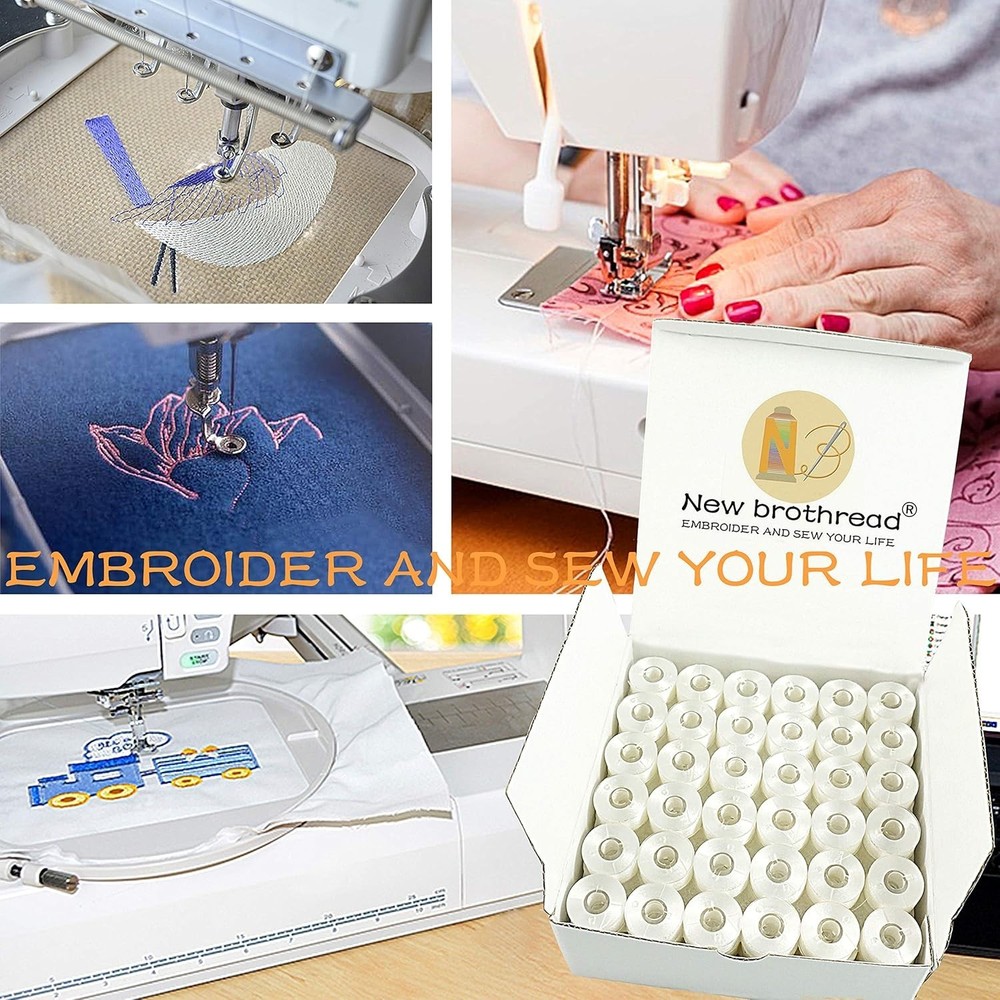 Versatile 144pcs White Prewound Bobbin Thread Set for Embroidery Machines
