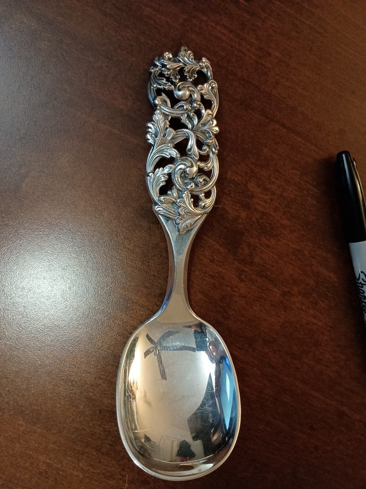 R. Elvesaeter Ornate Serving Spoon 1825 9" .830 Silver