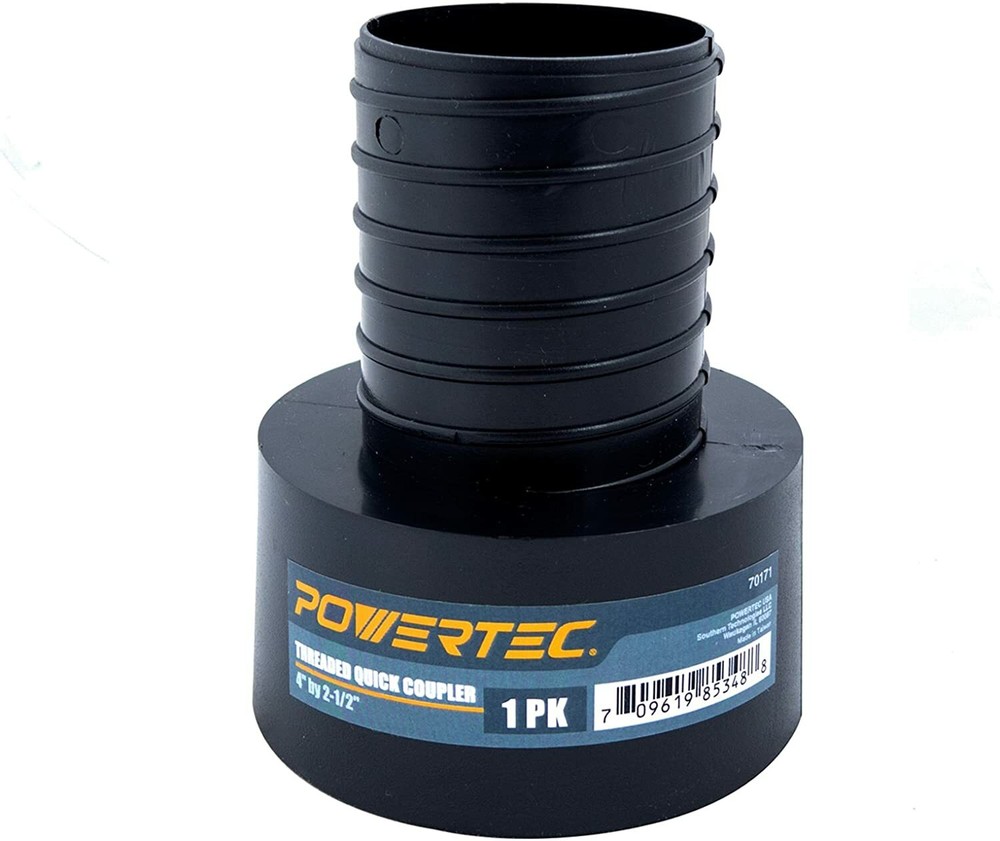 POWERTEC Dust Collection Threaded Quick Coupler Adapter, 4 x 2-1/2" (70171)