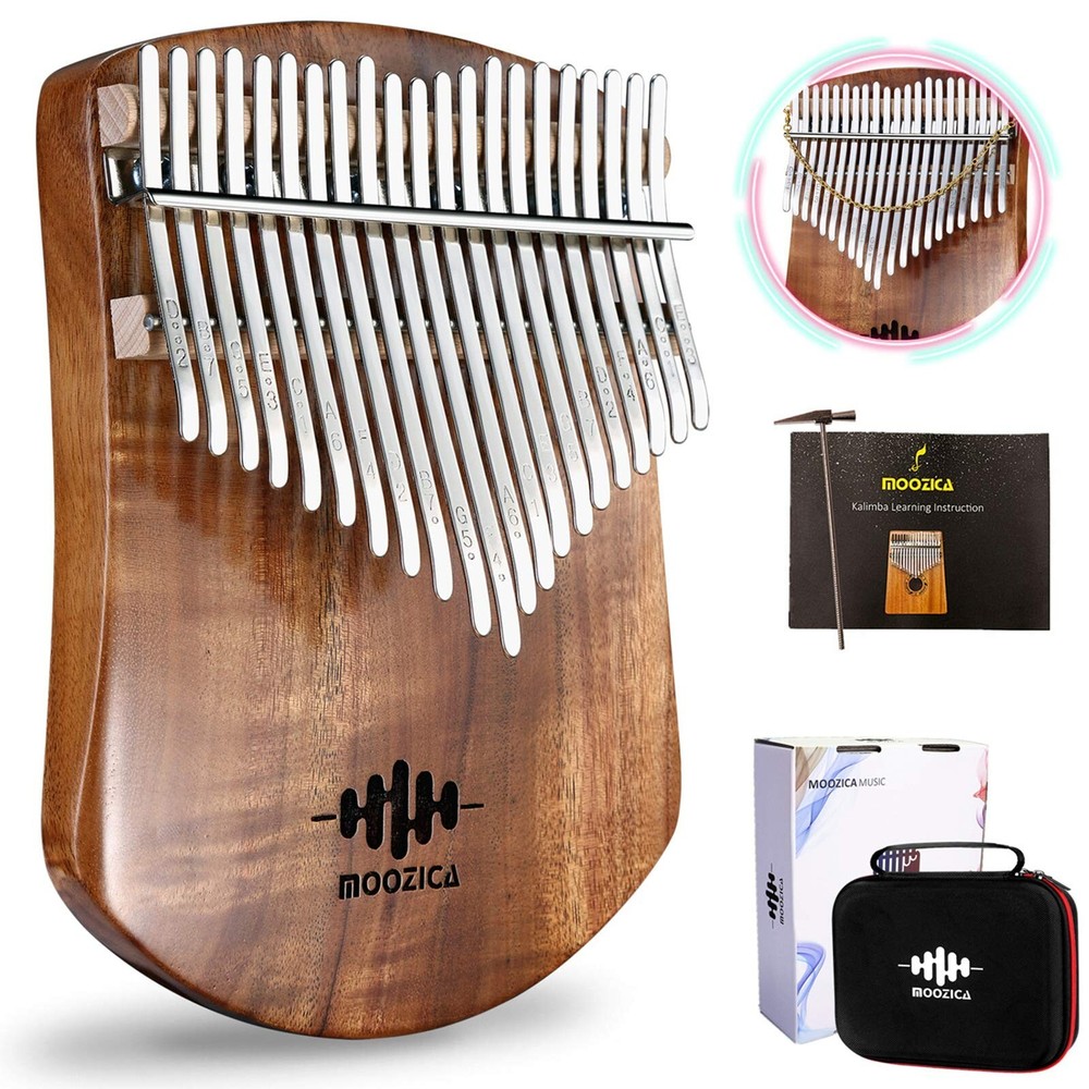 MOOZICA 21 Keys Solid Koa Kalimba Thumb Piano, Single Solid Wood Flat-board P...