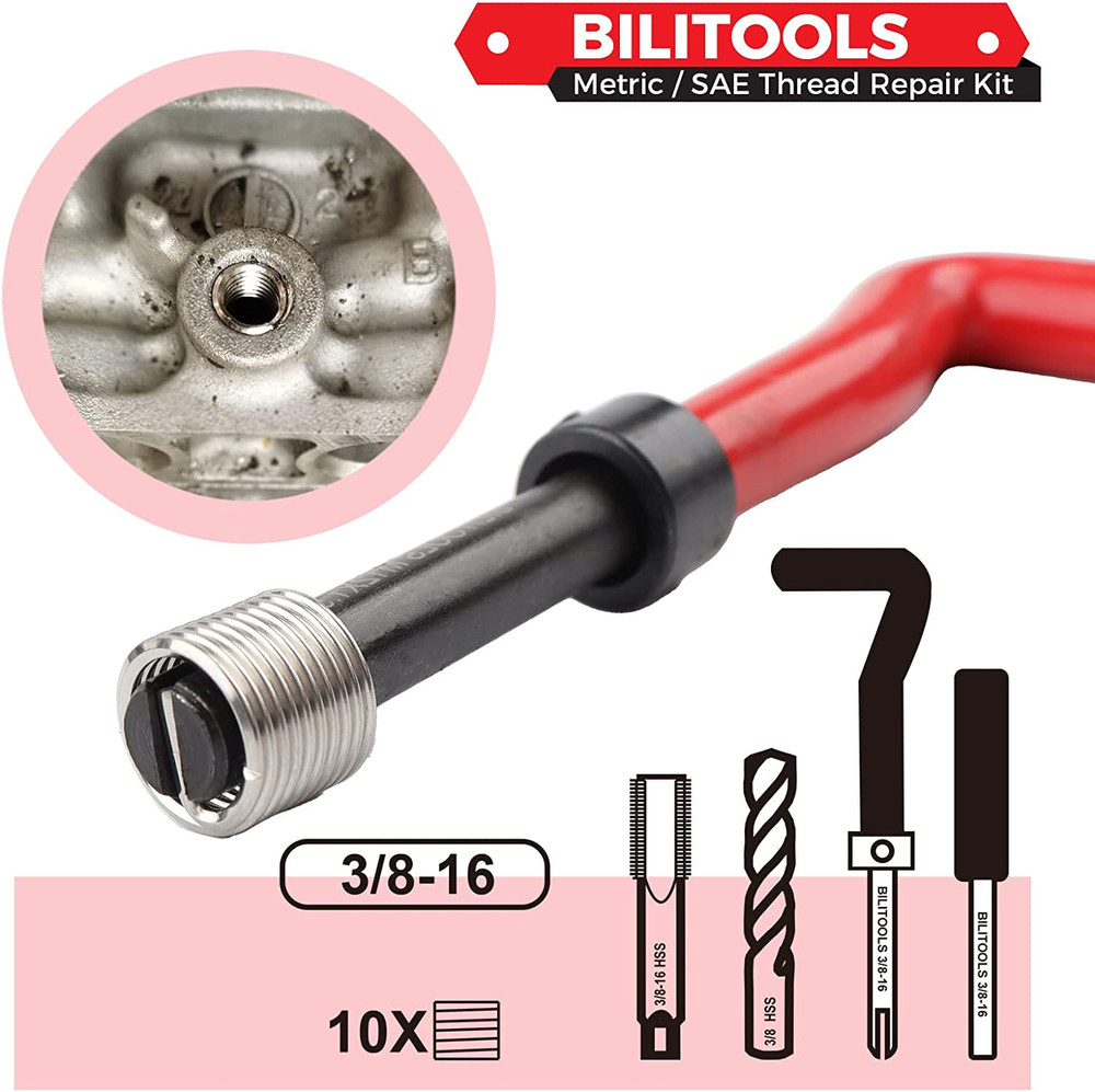 3/8-16 Thread Repair Kit HSS Drill Helicoil Insert Set SAE Thread Insert Tool