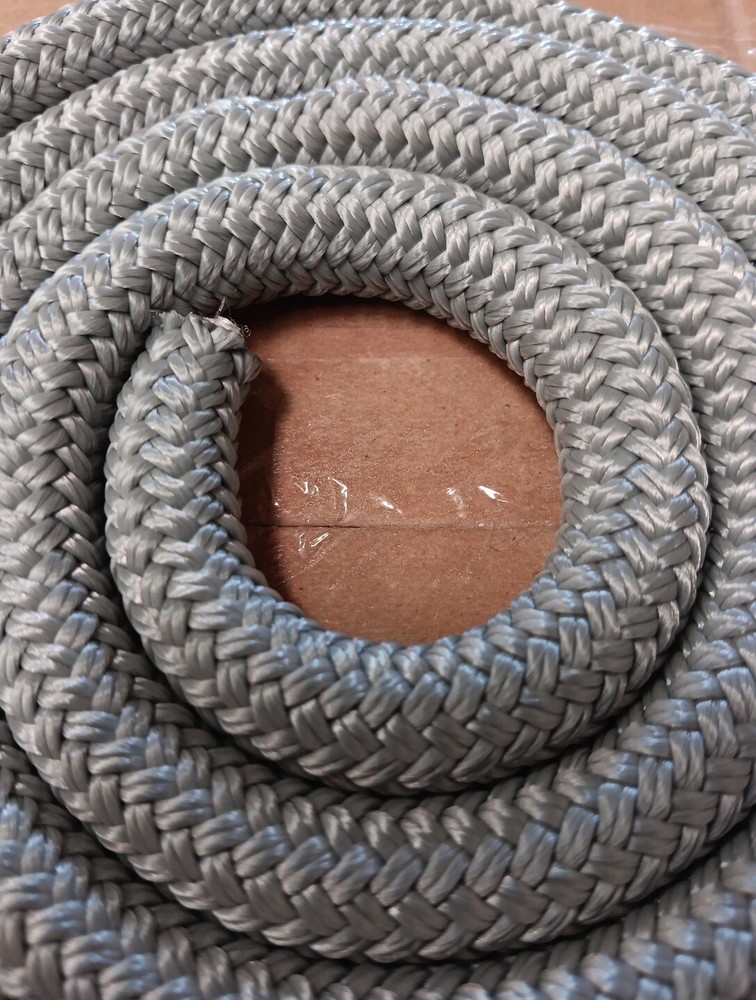 9/16 x 150 ft. Double Braid-Yacht Braid Polyester Rope. Light Gray