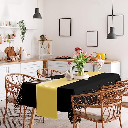 Tablecloth and Table Runner Set Party Decorations 12 Pack Black and Gold