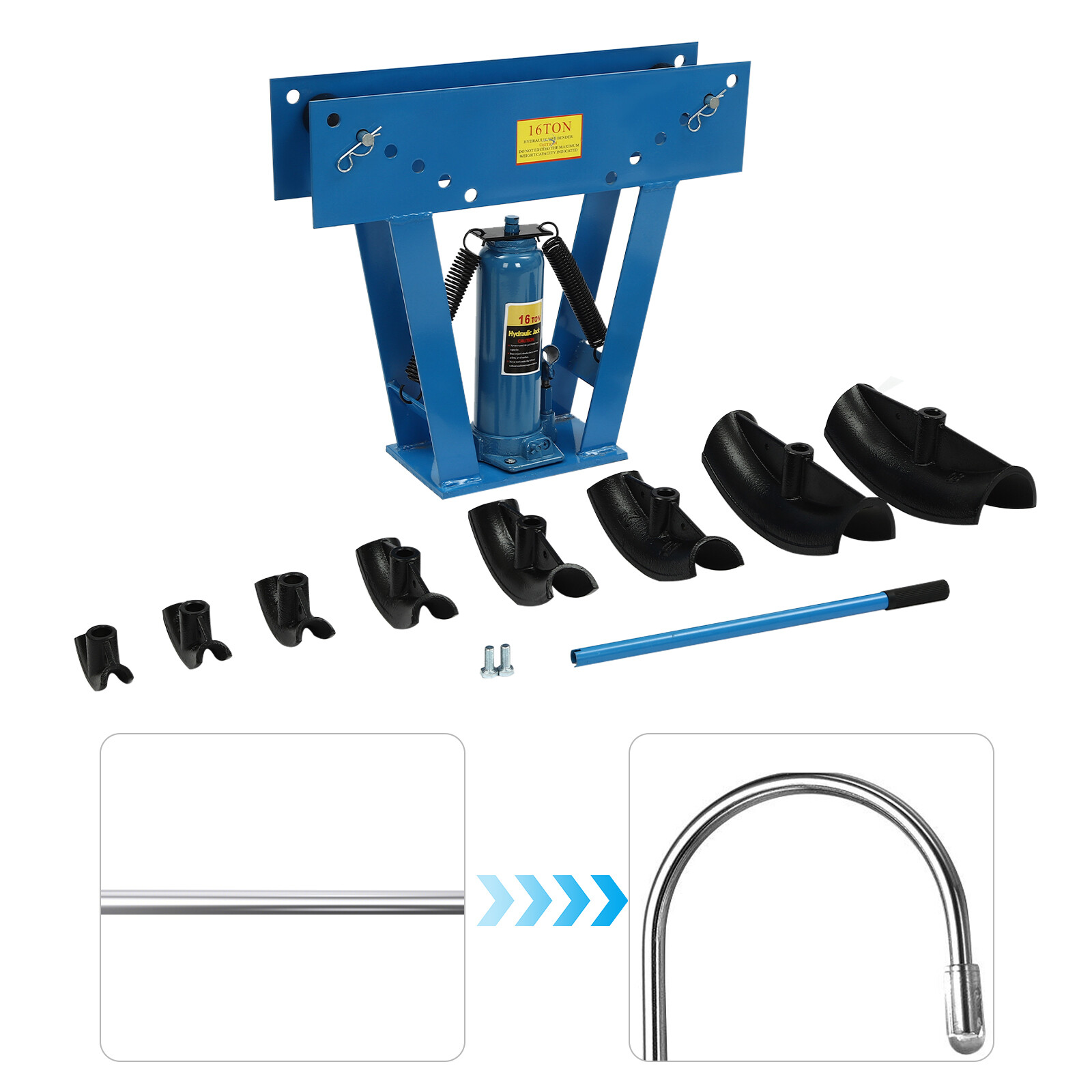 Heavy-Duty Pipe Bending Machine 16 Ton Hydraulic Pipe Tube Bender W/ 8 Dies