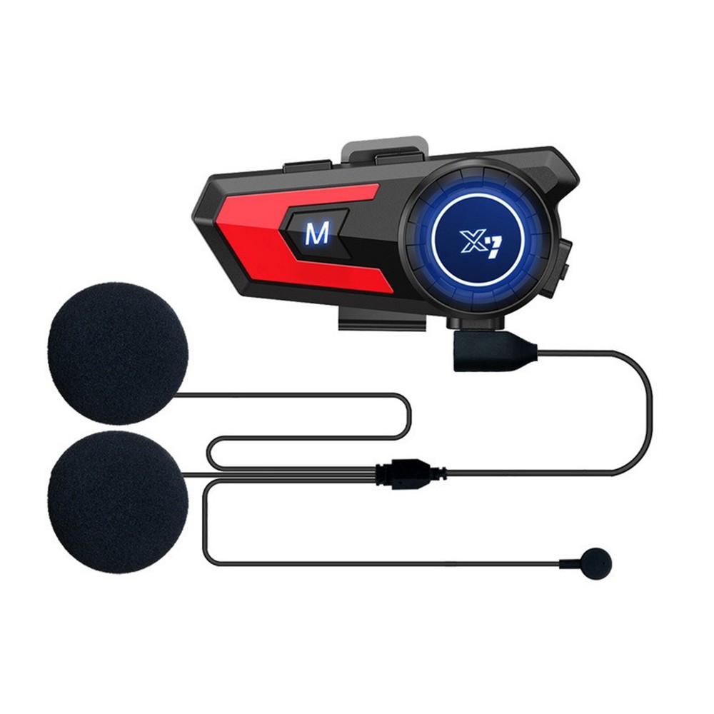 Motorcycle Headset Bluetooth Intercom soft Microphone X7 Red