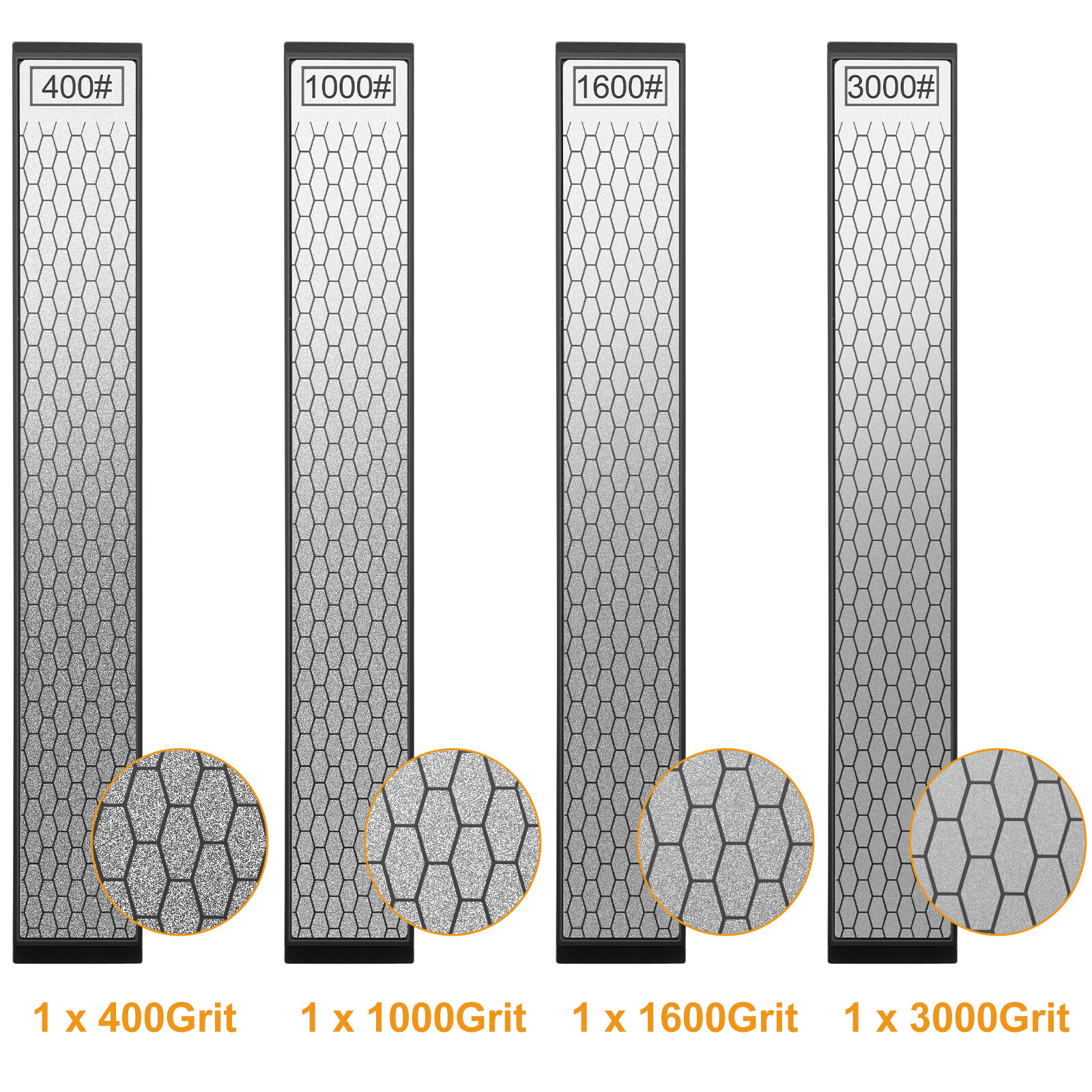 4PCS Diamond Sharpening Stone Set 400 600 1000 3000Grit Knife Chisel Sharpener