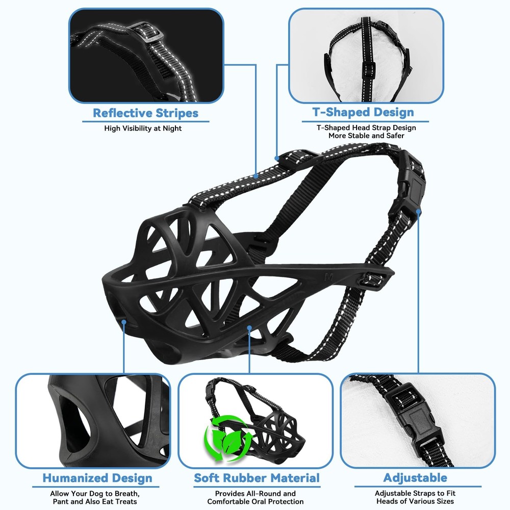 Dog Muzzle for Large Medium Dogs Small Breathable Basket Muzzle for Long-Nose...