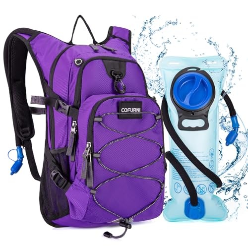 Hydration Backpack 20L with Water Bladder 2L, Large Storage Hiking Purple