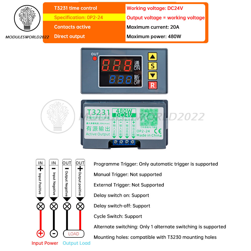 T3231 Programmable Digital Time Delay Relay Dual Display Timer Control Switch