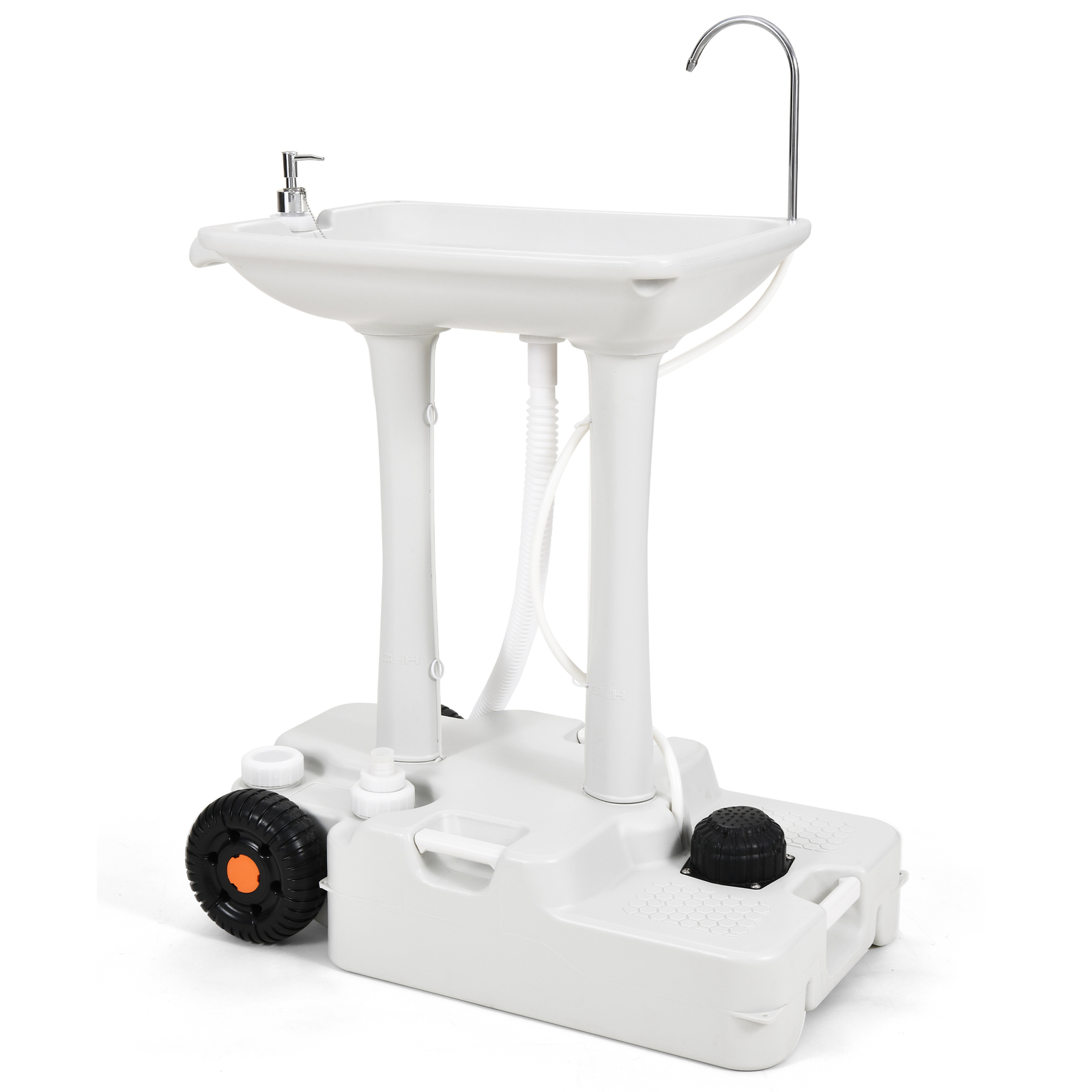 Portable Camping Sink Hand Washing Station with Rolling Wheels & Towel Holder