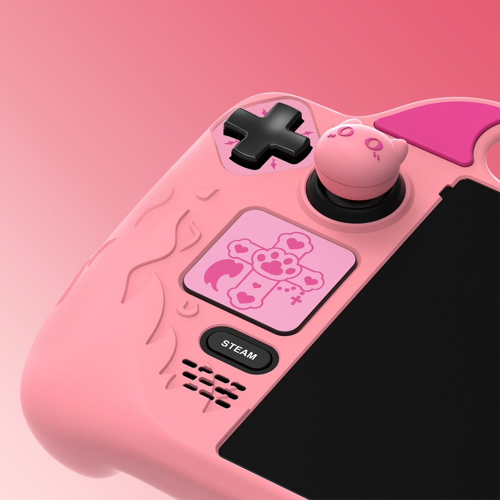 Protective CaseThumb Grip Caps Back Set Button for Steam Deck LCD & OLED- Pink