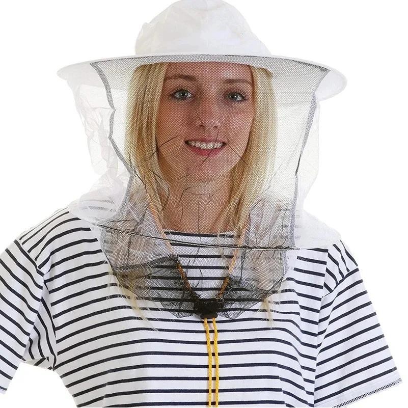 White Beekeeping Hat Double Wire Veil  Beekeeper Helmet Breathable Bee Keeping