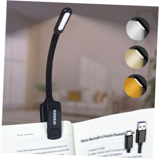 Rechargeable Book Light - 9LED Vertical Reading Light w/ 9 Color Temp,