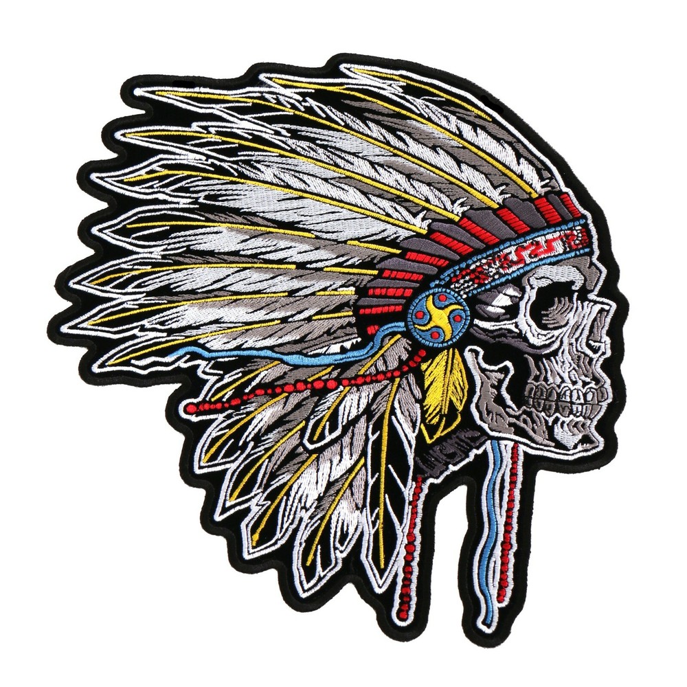 10" SIDE HEADDRESS NATIVE AMERICAN BIKER MOTORCYCLE EMBROIDERED JACKET  PATCH