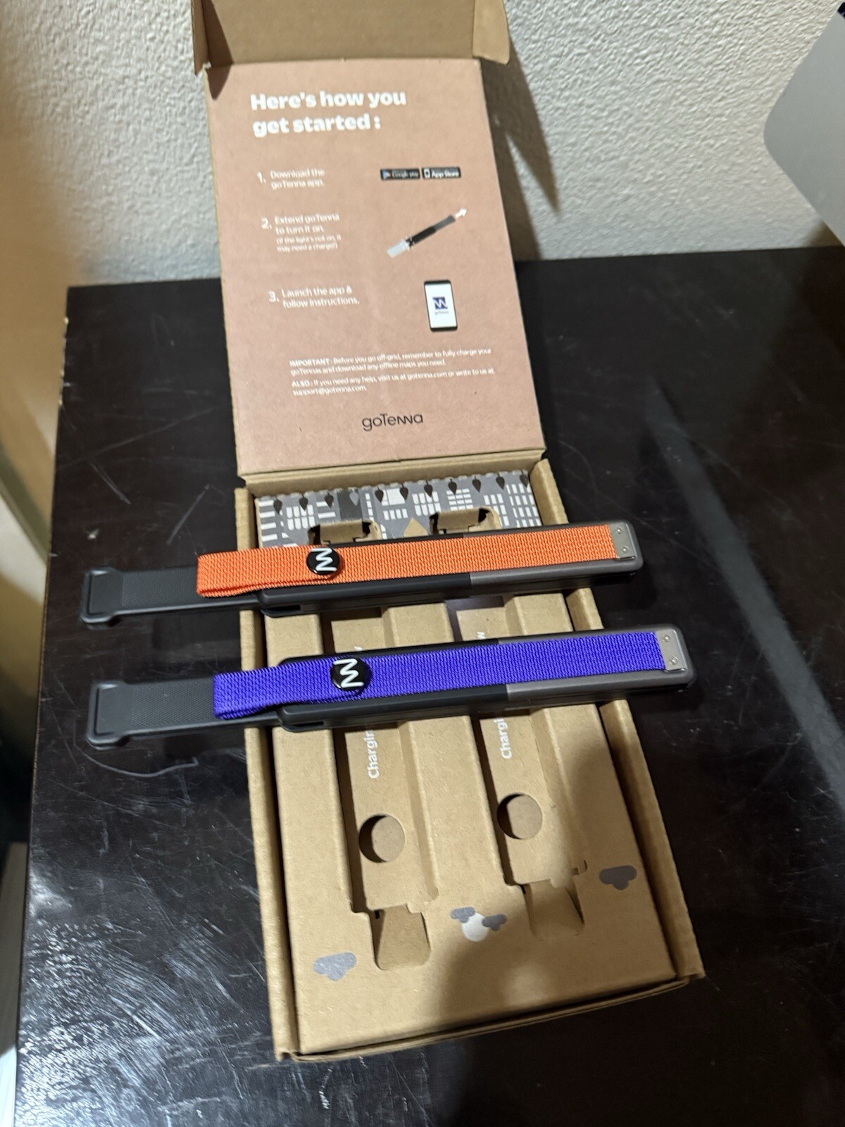 2 of GoTenna Off-Grid Texting SMS GPS Communicator Radio. Purple & Orange. 2x