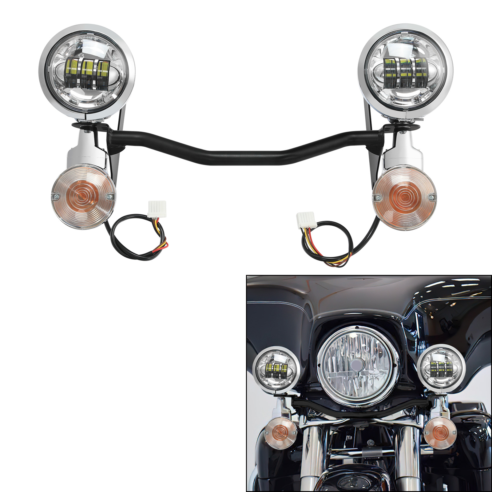 4.5" LED Passing Turn Signal Spot Light Bar Fit For Harley Road King FLHR 14-24
