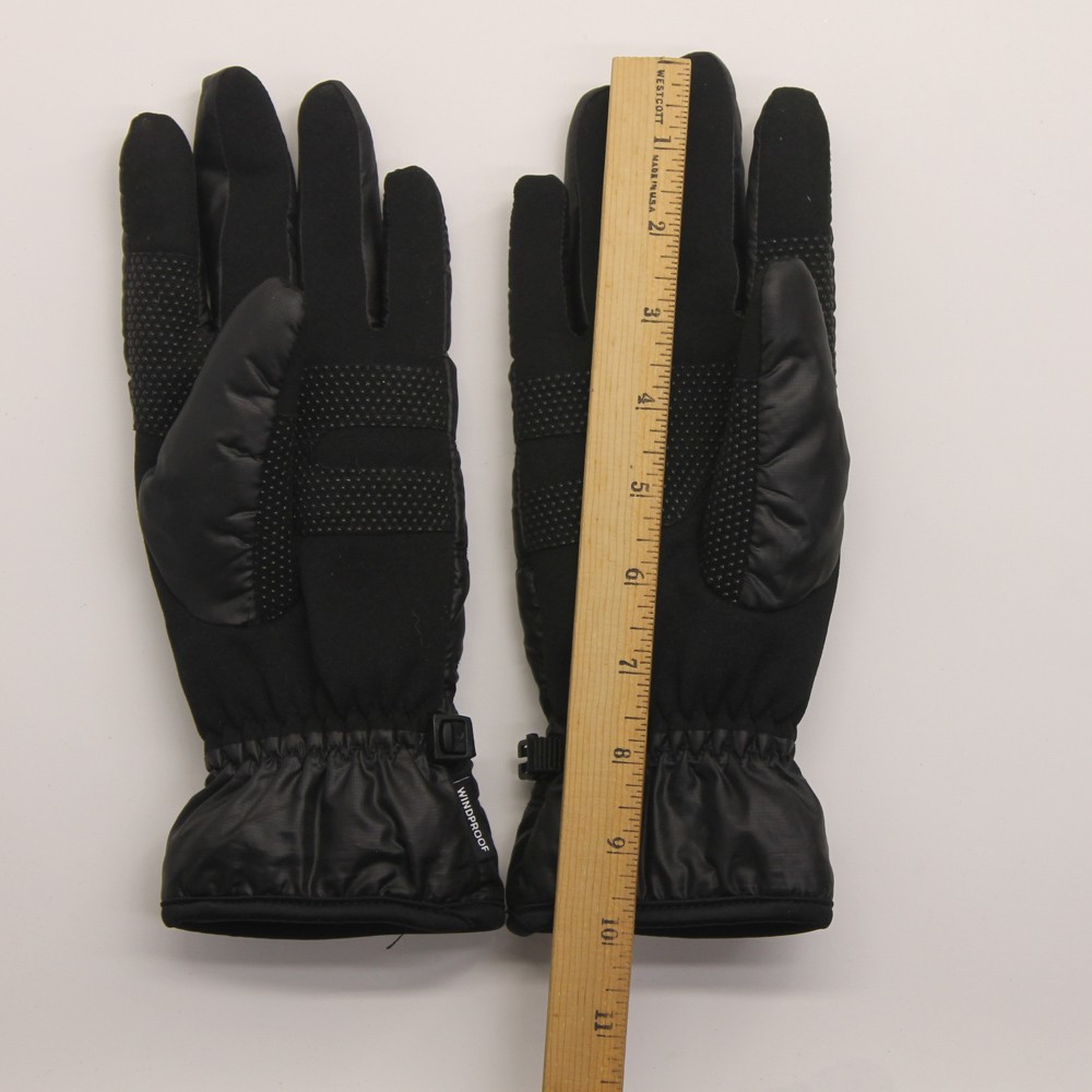 Head Water Windproof Black Puff Winter Gloves Size S