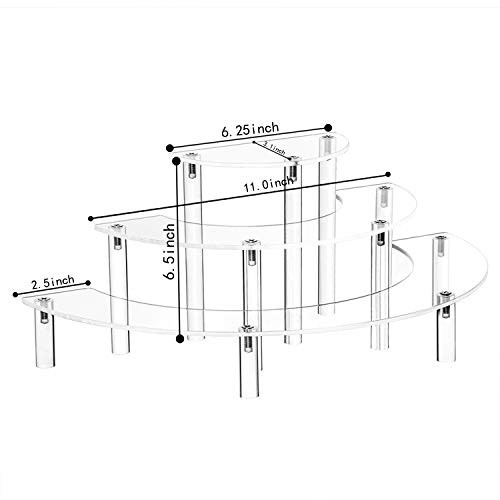 Acrylic Risers Display Stand - 3 Tier Step Display Riser- Half 1 pack Clear