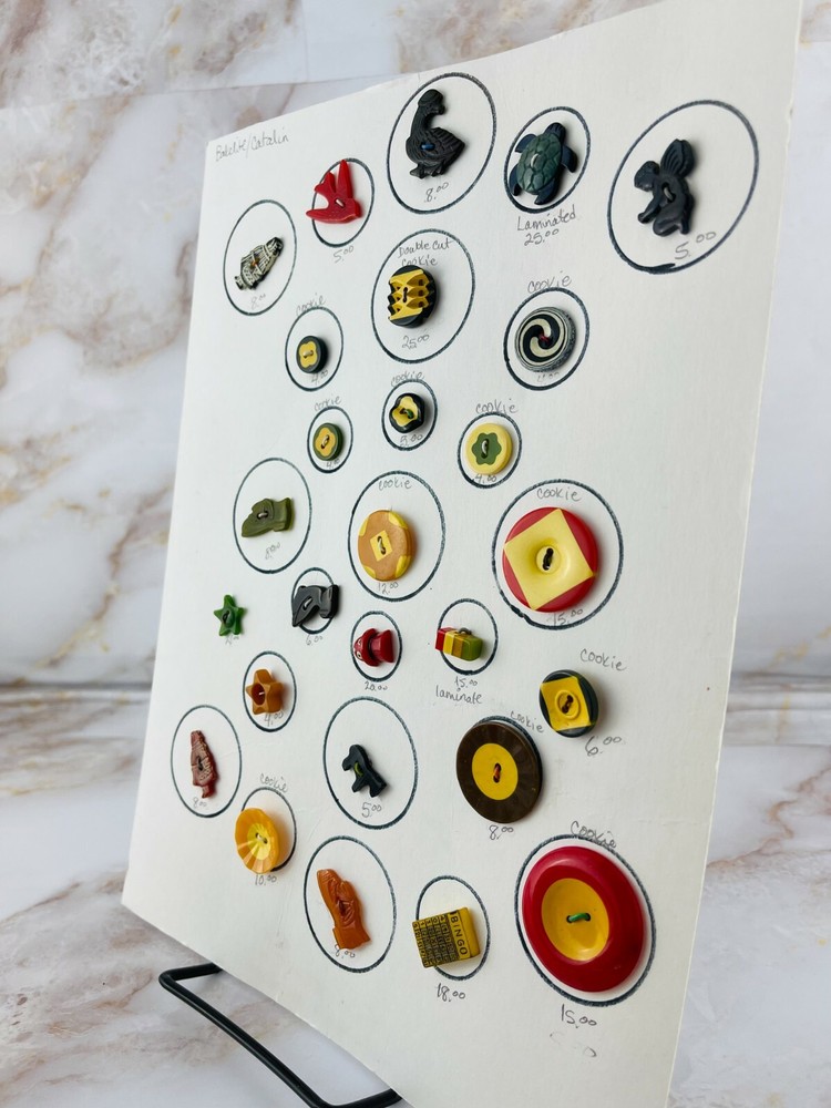 Bakelite Catalin Various Buttons Card Laminated Cookie Vintage Sewing