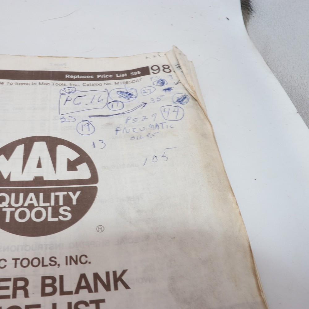 MAC Tools 1986 Product Catalog MT86CAT with Tool Name Index