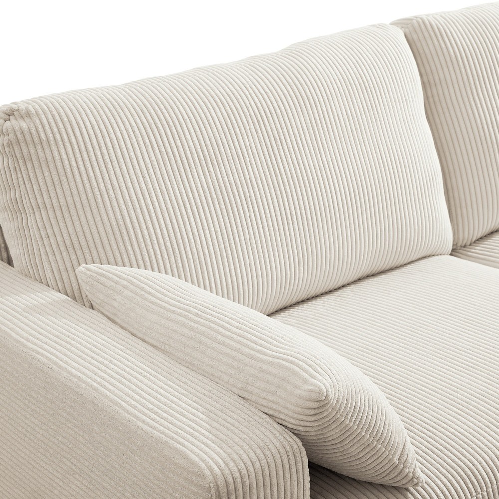 Solid Wood Frame Loveseat Sofa w/ Spring Cushions Removable Cover for Apartment