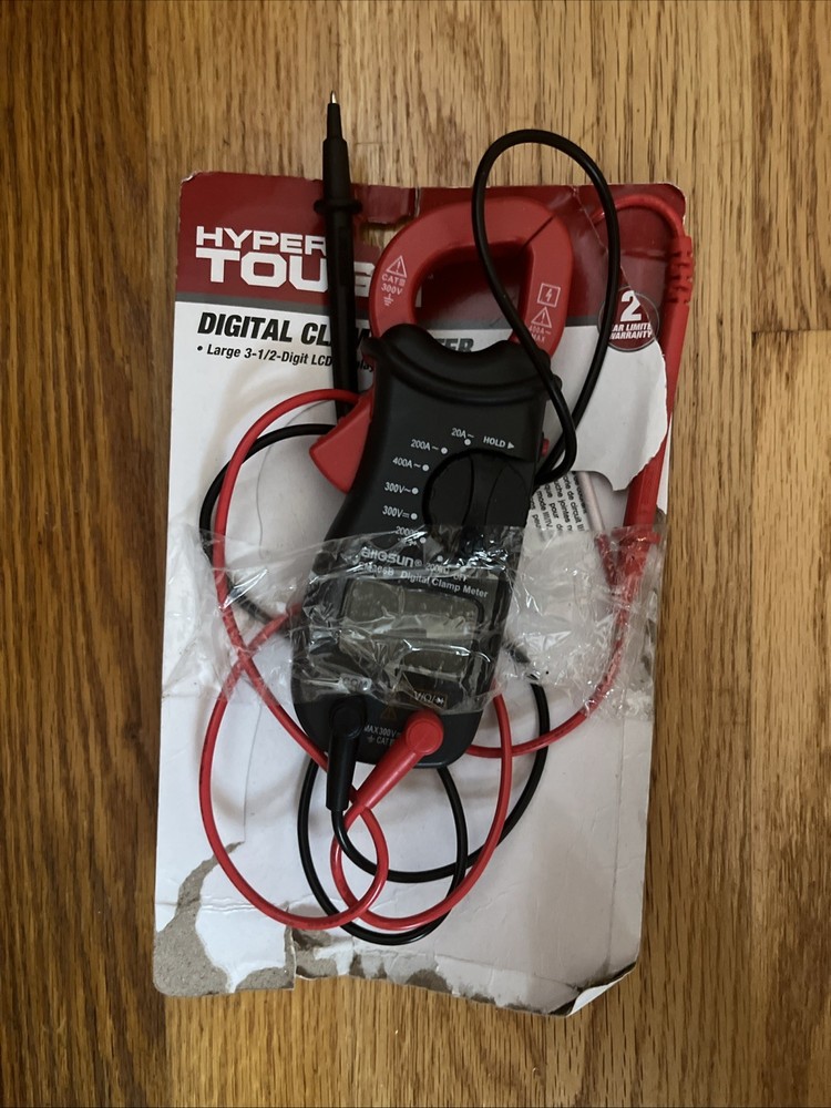 Hyper Tough Digital Clamp Meter AC DC 300V LCD Display Diode & Continuity Check