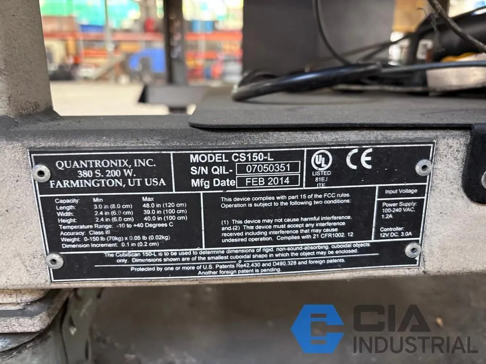 2014 QUANTRONIX MODEL CS150-L PORTABLE WEIGHT AND DIMENSIONS SCALE