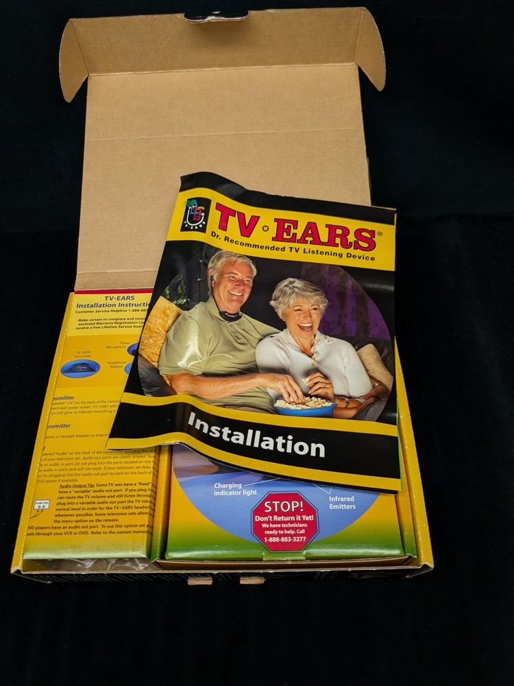 TV Ears Original Wireless Transmitter Headset TV Listening Device open box