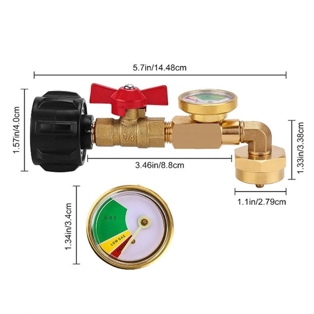 Propane Refill Adapter Quick Refill with Three Colors Gauge
