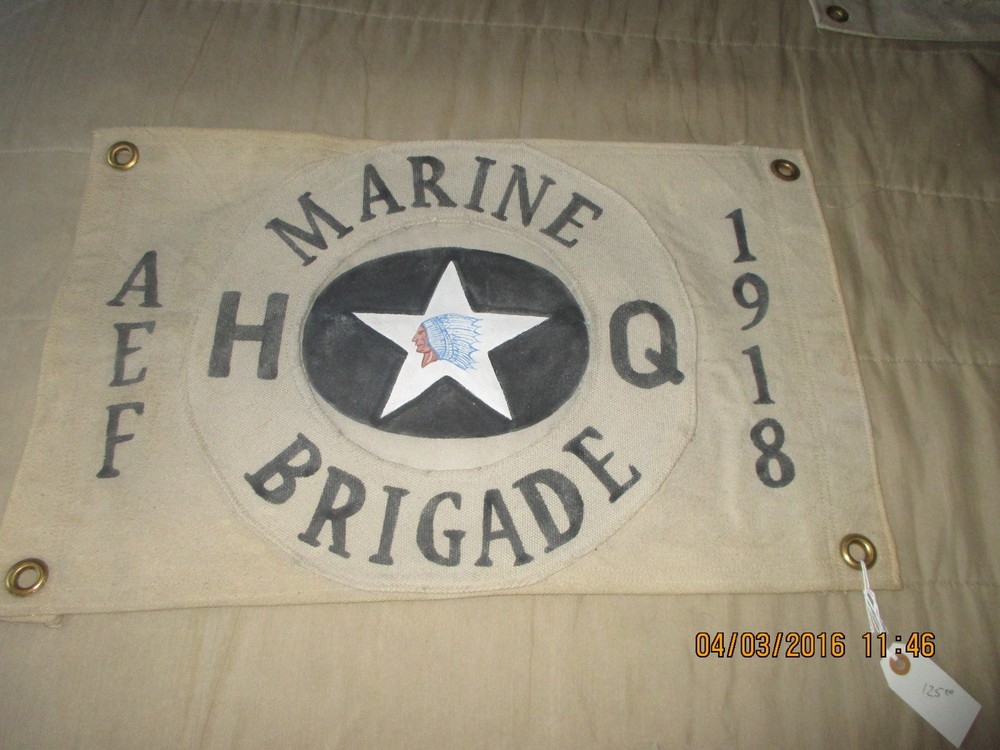 WWI USMC FIFTH  MARINE BRIGADE HEADQUARTER  1918  WALL FLAG