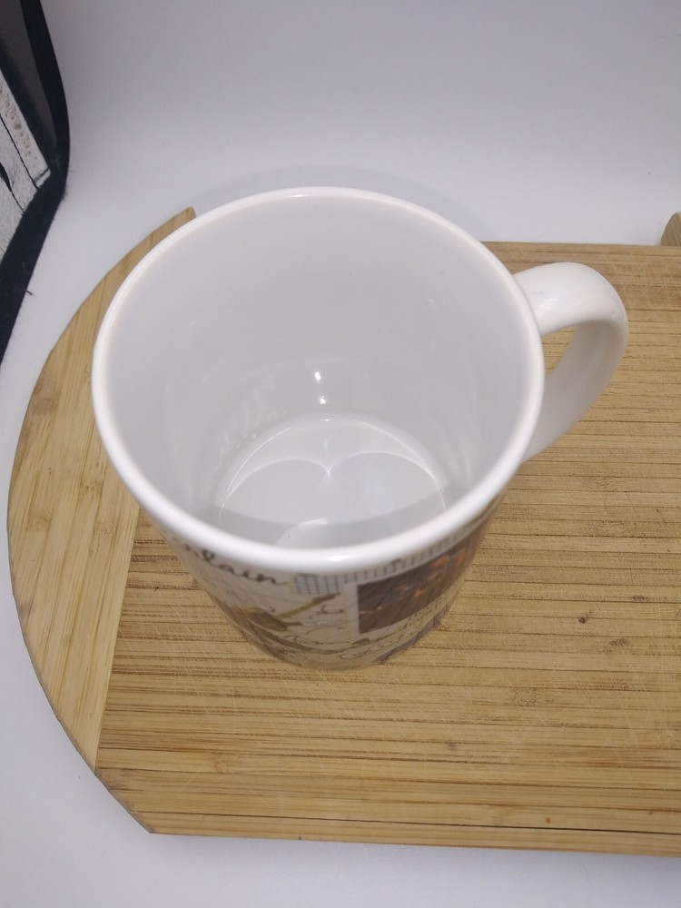 Mug Bruce 11oz-15oz white ceramic and collage