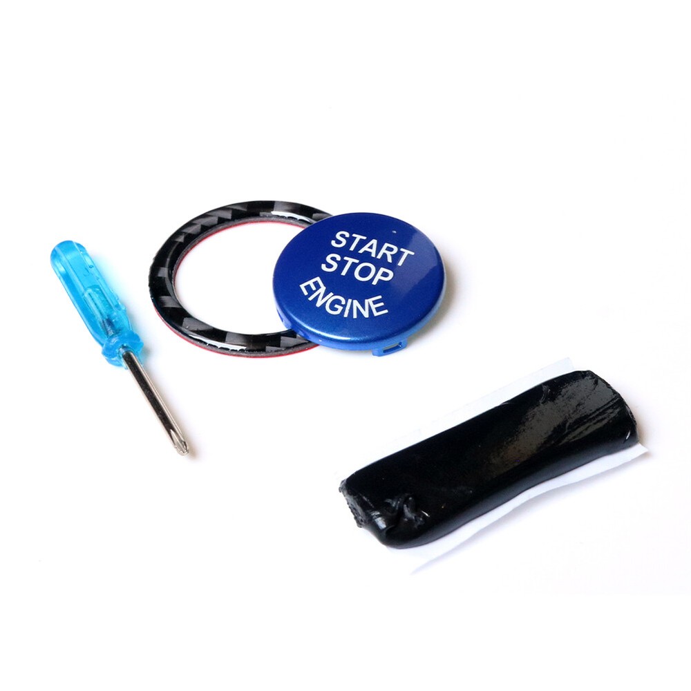 Engine Start Stop Button Replacement With Ring For BMW E90 E92 E93 2009-12 Blue