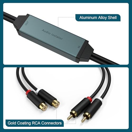 Ground Loop Noise Isolator, Amplifier Noise Filter RCA Audio Filter for Car