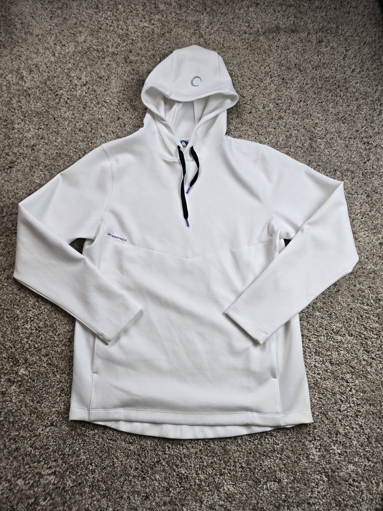 Zero Restriction Golf Hoodie Mens Small White Pullover Fleece Sweatshirt