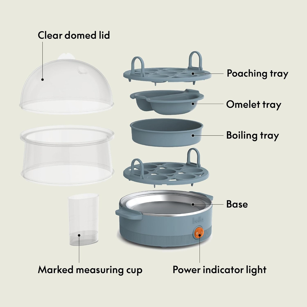 Electric Egg Cooker, 14 Eggs Capacity Tray, Double Stack, for Poached, Scrambled